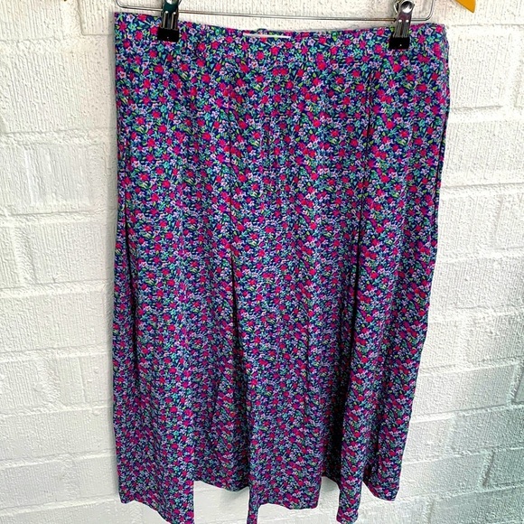 Liz Claiborne Petite Collection VTG Purple Pleated Cottagecore Midi Skirt sz 12 - Picture 1 of 5